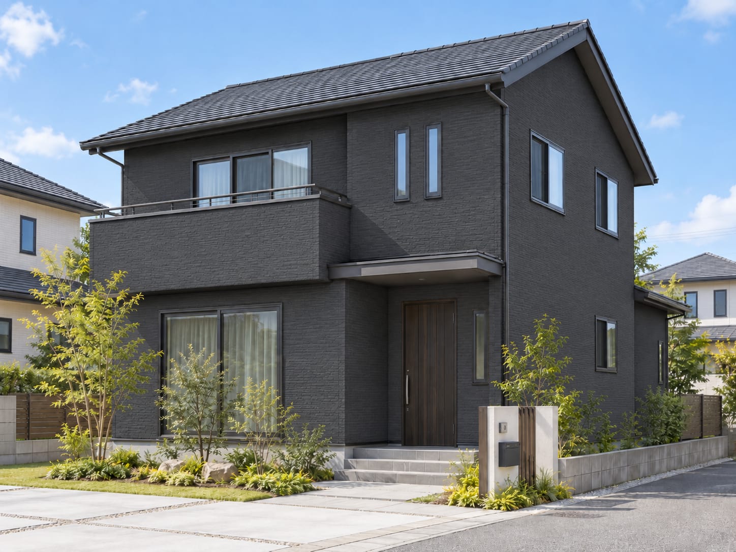 同じ住宅の外壁をチャコールにしたシミュレーション画像