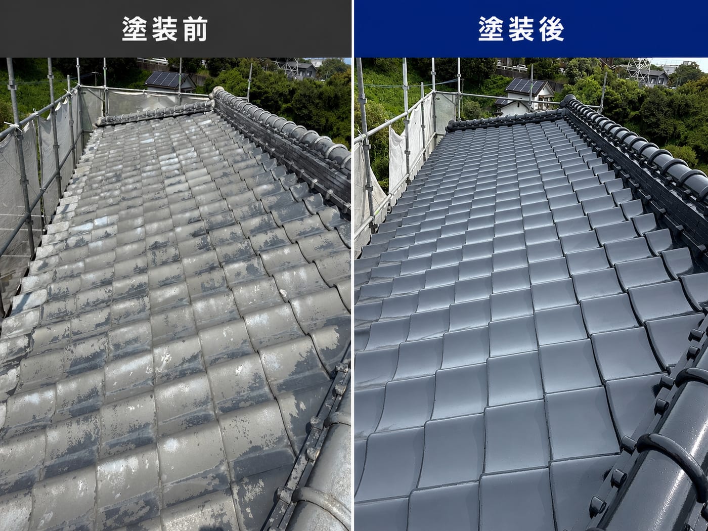 別府市の屋根塗装の施工事例（塗装前・塗装後）