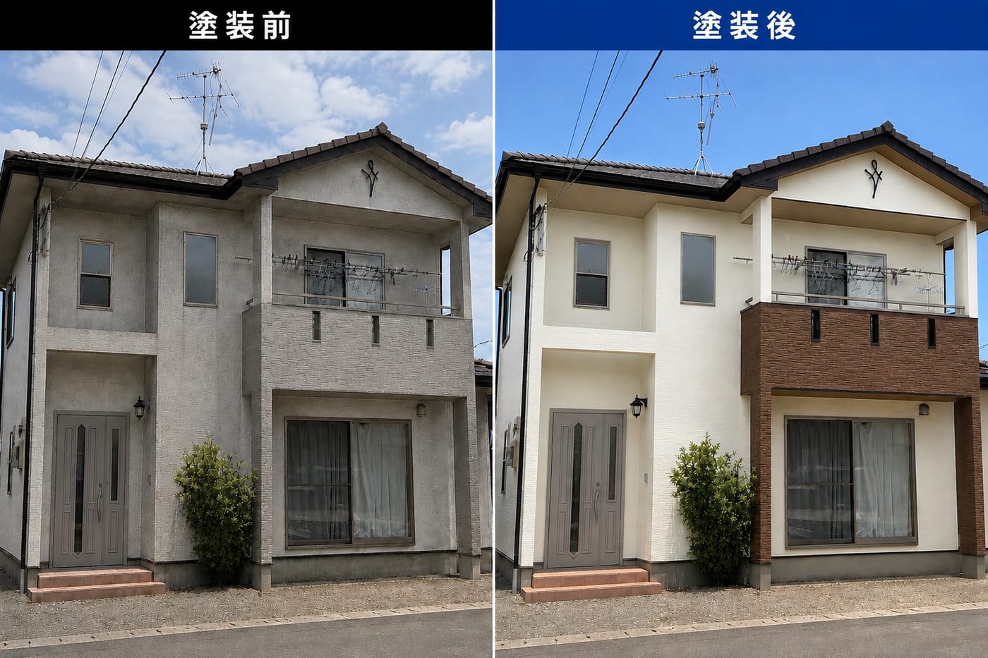 大分市の外壁塗装の施工事例（塗装前・塗装後）