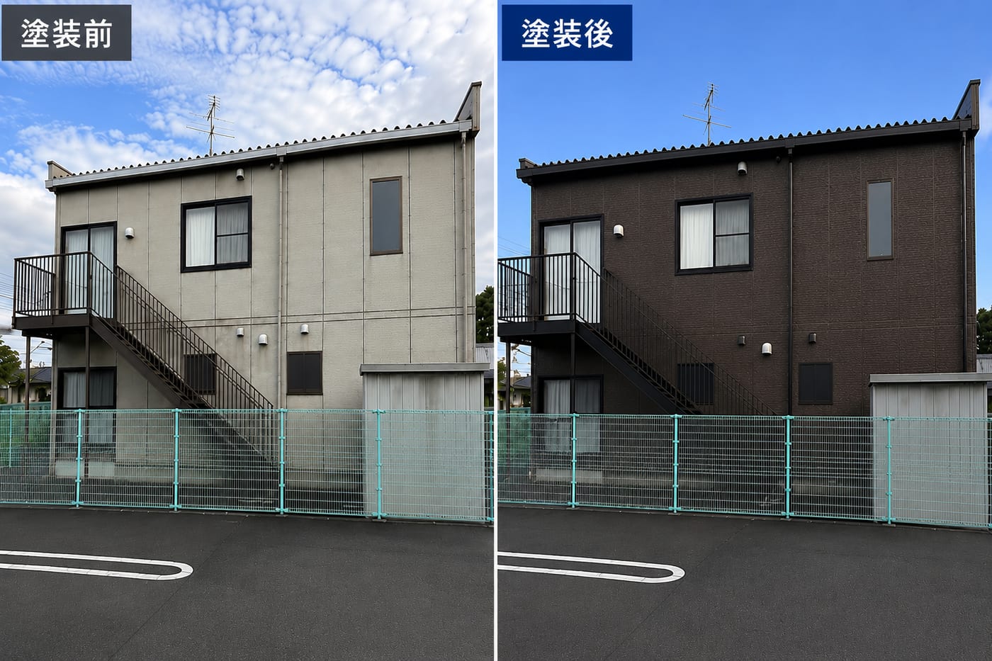 大分市の外壁塗装の施工事例（塗装前・塗装後）